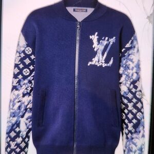 Louis Vuitton Navy Blue Zip Up Sweater